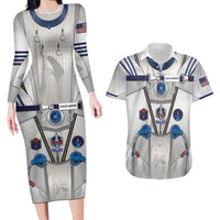 Personalized Astronaut Couples Matching Long Sleeve Bodycon Dress and Hawaiian Shirt Space Diving Suit - Wonder Print Shop