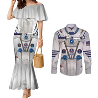 Personalized Astronaut Couples Matching Mermaid Dress and Long Sleeve Button Shirt Space Diving Suit - Wonder Print Shop