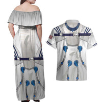 Personalized Astronaut Couples Matching Off Shoulder Maxi Dress and Hawaiian Shirt Space Diving Suit - Wonder Print Shop