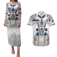 Personalized Astronaut Couples Matching Puletasi and Hawaiian Shirt Space Diving Suit - Wonder Print Shop