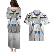 Personalized Astronaut Couples Matching Puletasi and Hawaiian Shirt Space Diving Suit - Wonder Print Shop