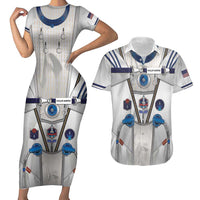 Personalized Astronaut Couples Matching Short Sleeve Bodycon Dress and Hawaiian Shirt Space Diving Suit - Wonder Print Shop