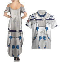 Personalized Astronaut Couples Matching Summer Maxi Dress and Hawaiian Shirt Space Diving Suit - Wonder Print Shop