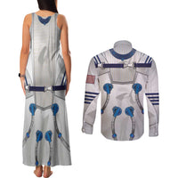 Personalized Astronaut Couples Matching Tank Maxi Dress and Long Sleeve Button Shirt Space Diving Suit - Wonder Print Shop