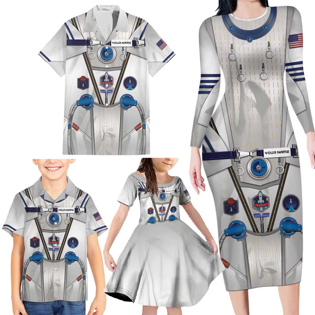 Personalized Astronaut Family Matching Long Sleeve Bodycon Dress and Hawaiian Shirt Space Diving Suit - Wonder Print Shop