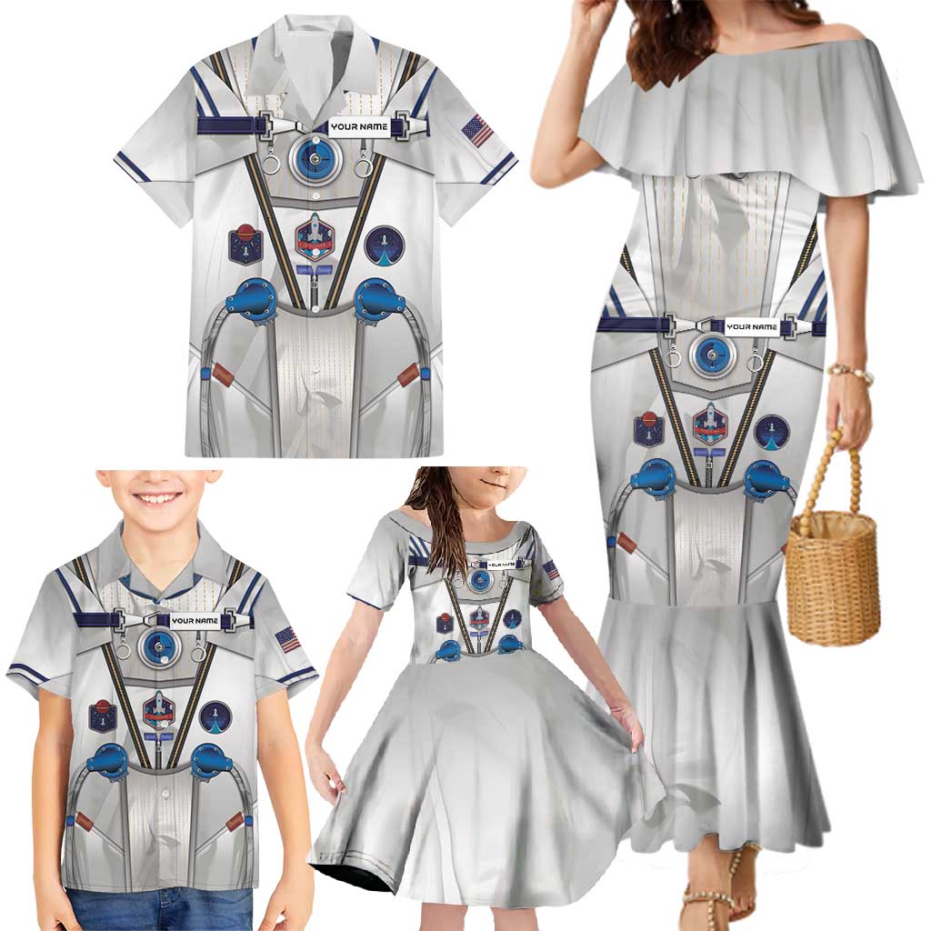 Personalized Astronaut Family Matching Mermaid Dress and Hawaiian Shirt Space Diving Suit - Wonder Print Shop