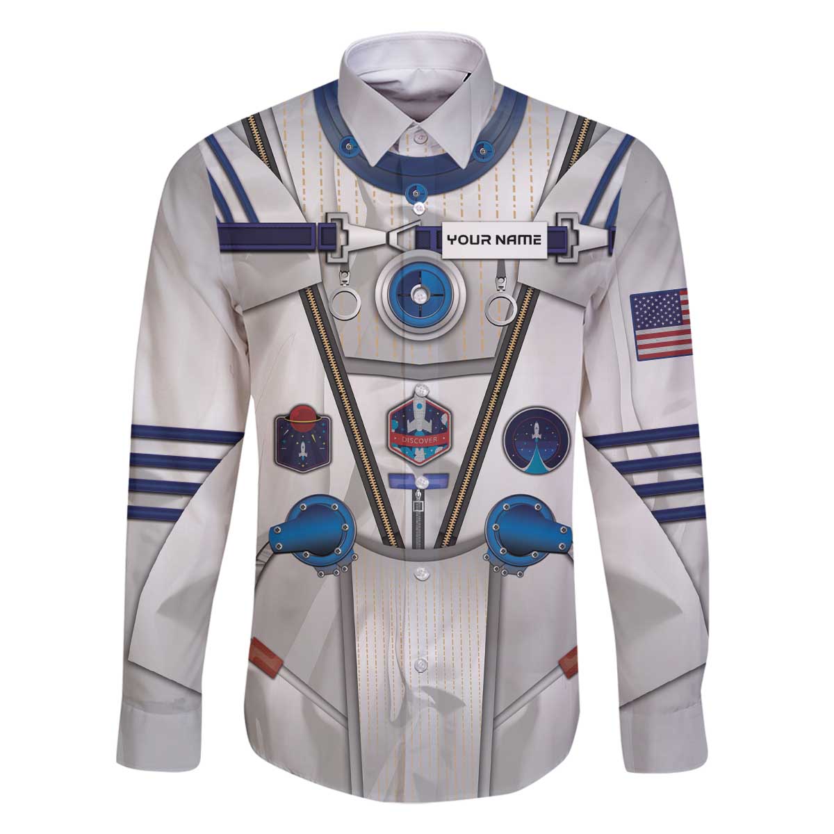 Personalized Astronaut Family Matching Off The Shoulder Long Sleeve Dress and Hawaiian Shirt Space Diving Suit - Wonder Print Shop