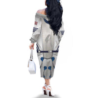 Personalized Astronaut Family Matching Off The Shoulder Long Sleeve Dress and Hawaiian Shirt Space Diving Suit - Wonder Print Shop