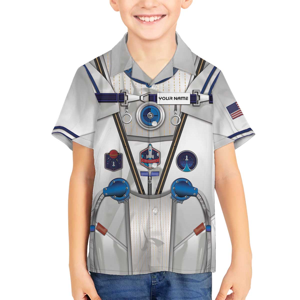 Personalized Astronaut Family Matching Off The Shoulder Long Sleeve Dress and Hawaiian Shirt Space Diving Suit - Wonder Print Shop