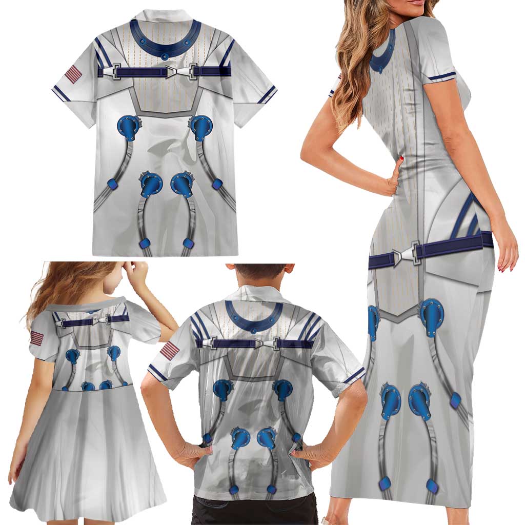 Personalized Astronaut Family Matching Short Sleeve Bodycon Dress and Hawaiian Shirt Space Diving Suit - Wonder Print Shop