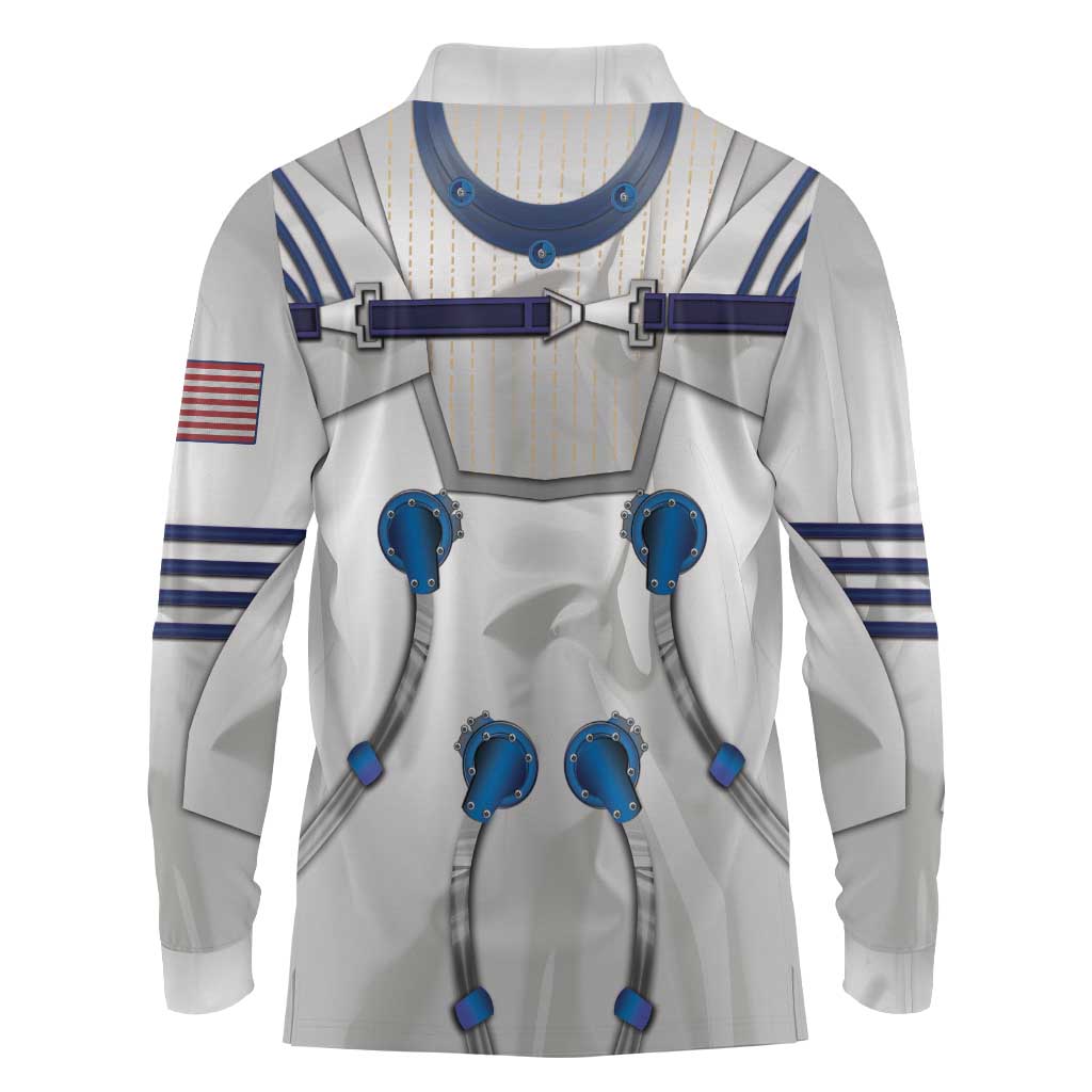 Personalized Astronaut Long Sleeve Polo Shirt Space Diving Suit - Wonder Print Shop