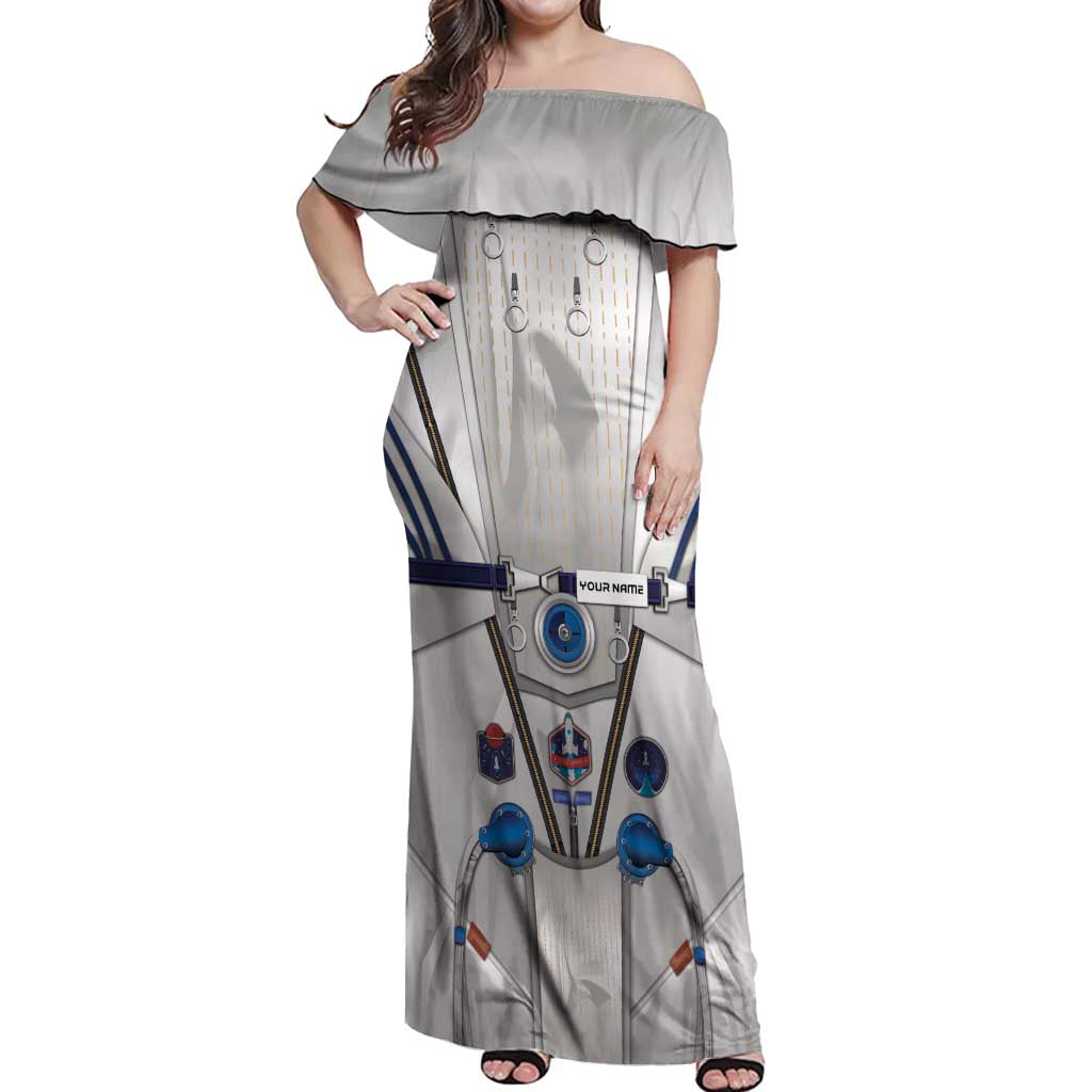 Personalized Astronaut Off Shoulder Maxi Dress Space Diving Suit - Wonder Print Shop