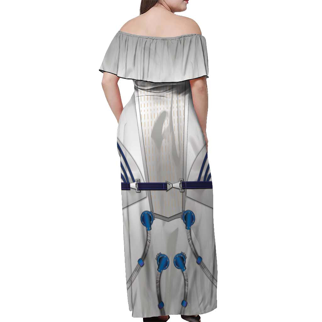 Personalized Astronaut Off Shoulder Maxi Dress Space Diving Suit - Wonder Print Shop