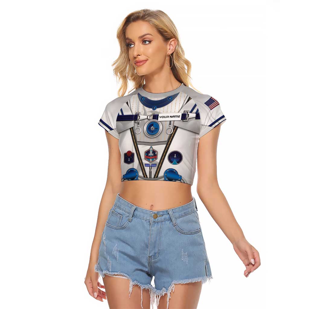 Personalized Astronaut Raglan Cropped T Shirt Space Diving Suit - Wonder Print Shop