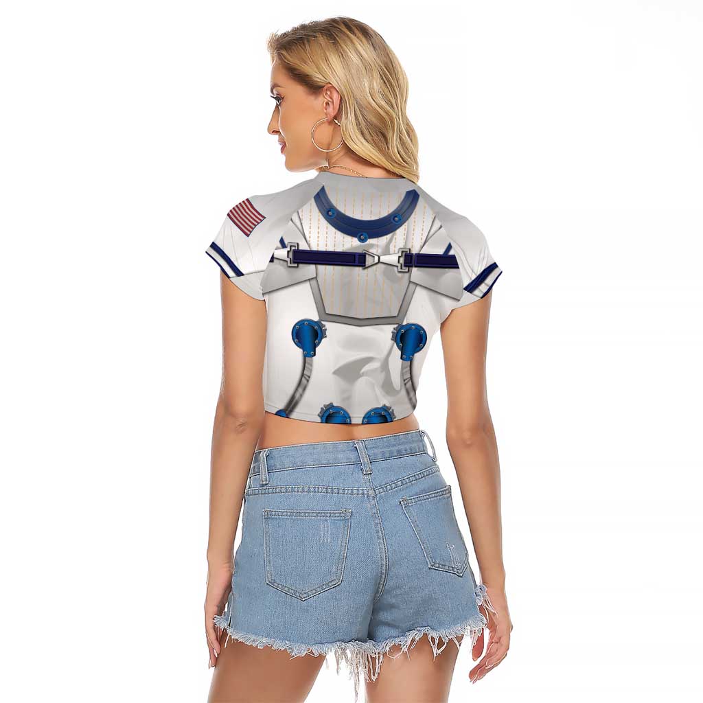 Personalized Astronaut Raglan Cropped T Shirt Space Diving Suit - Wonder Print Shop