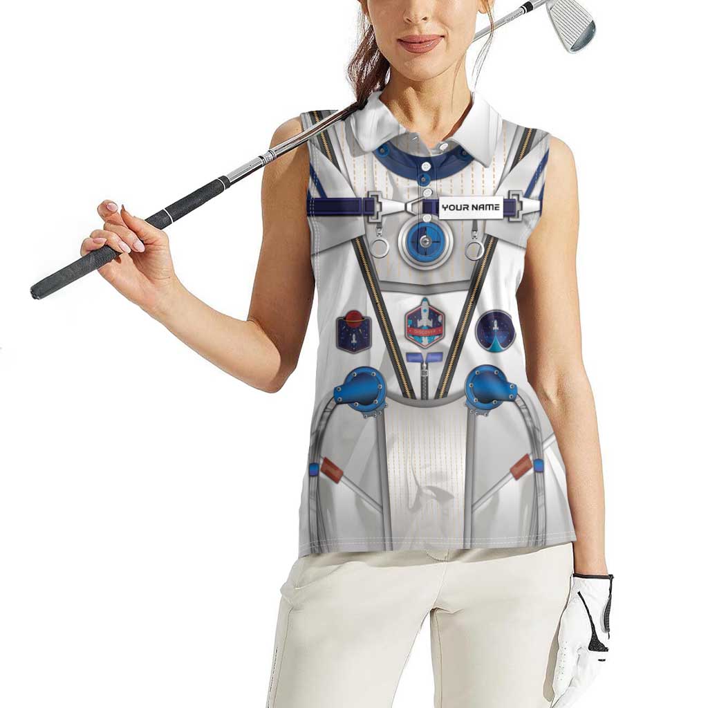 Personalized Astronaut Women Sleeveless Polo Shirt Space Diving Suit - Wonder Print Shop
