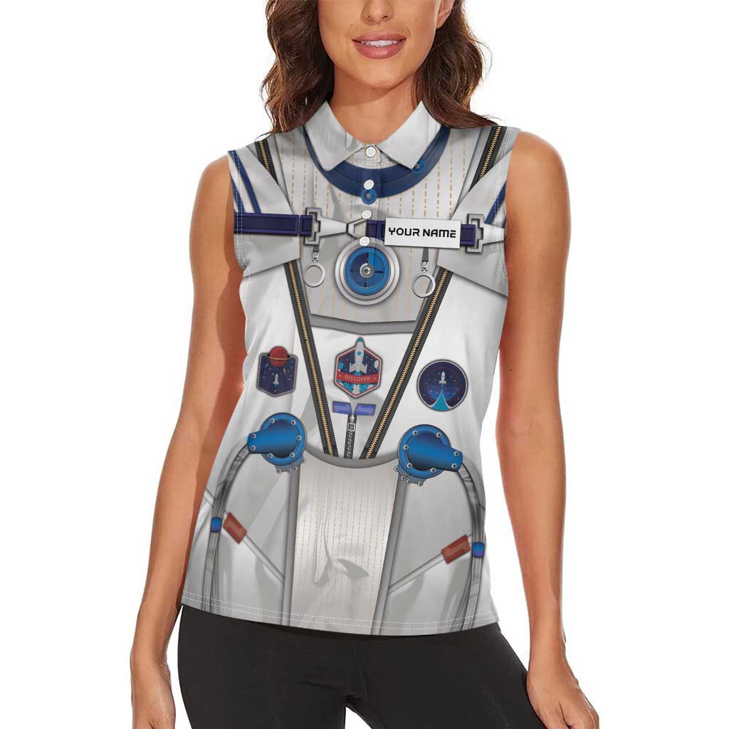 Personalized Astronaut Women Sleeveless Polo Shirt Space Diving Suit - Wonder Print Shop