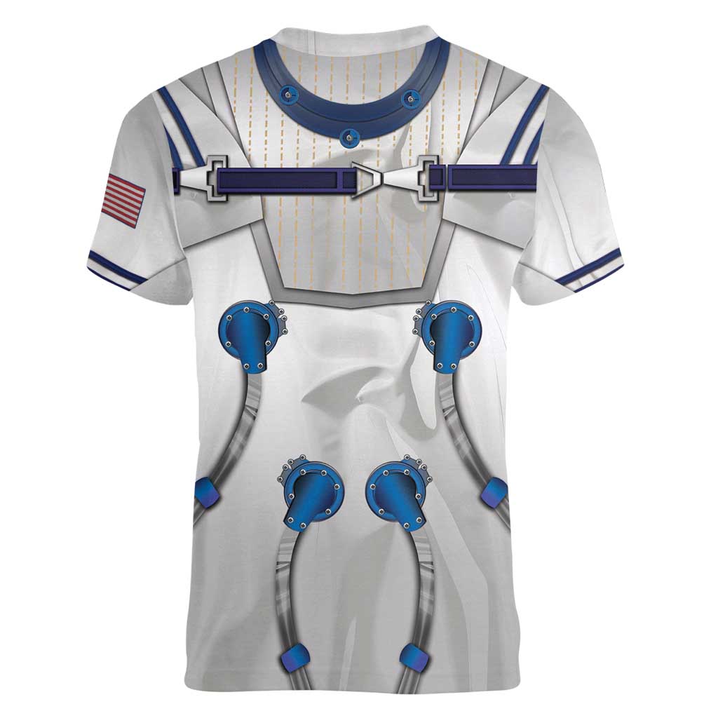 Personalized Astronaut Women V-Neck T-Shirt Space Diving Suit - Wonder Print Shop