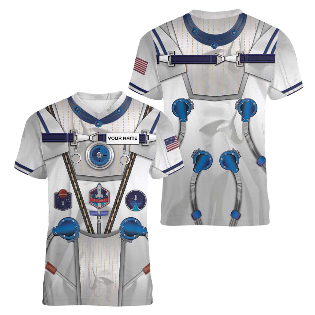 Personalized Astronaut Women V-Neck T-Shirt Space Diving Suit - Wonder Print Shop