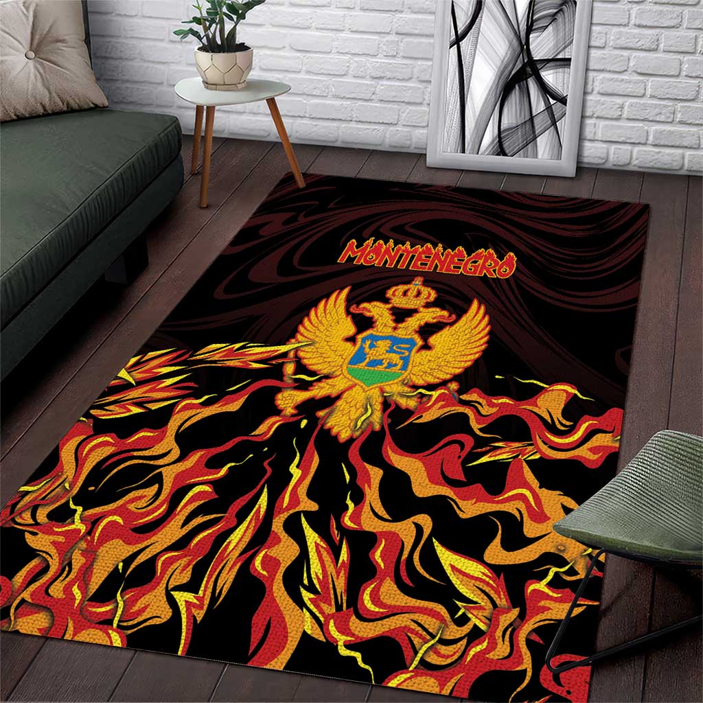 Montenegro Area Rug Coat Of Arms Fire Style - Wonder Print Shop