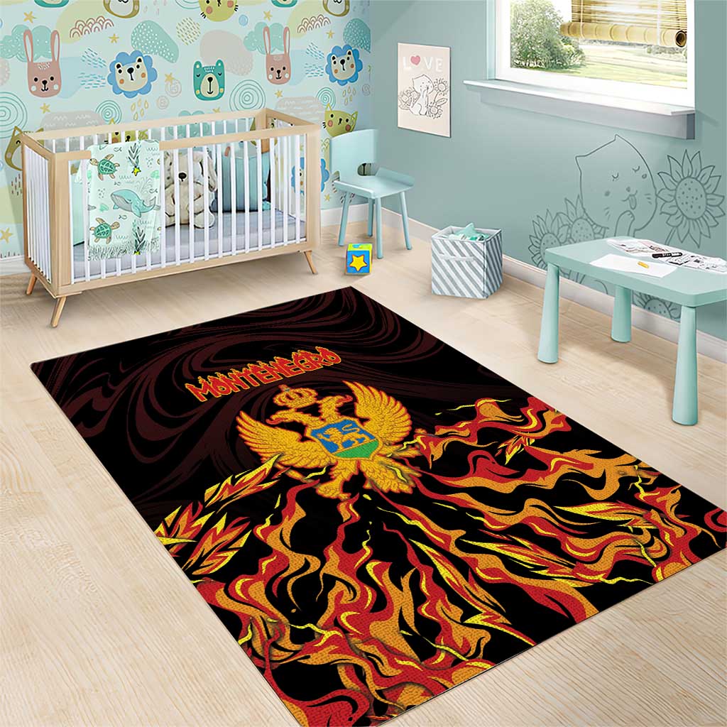 Montenegro Area Rug Coat Of Arms Fire Style - Wonder Print Shop