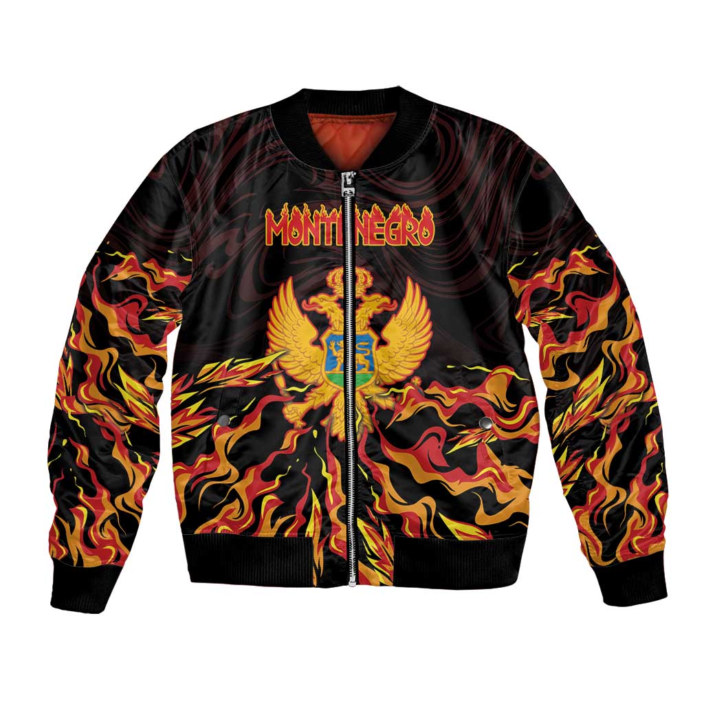 Personalized Montenegro Bomber Jacket Coat Of Arms Fire Style - Wonder Print Shop