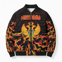 Personalized Montenegro Bomber Puffer Jacket Coat Of Arms Fire Style - Wonder Print Shop