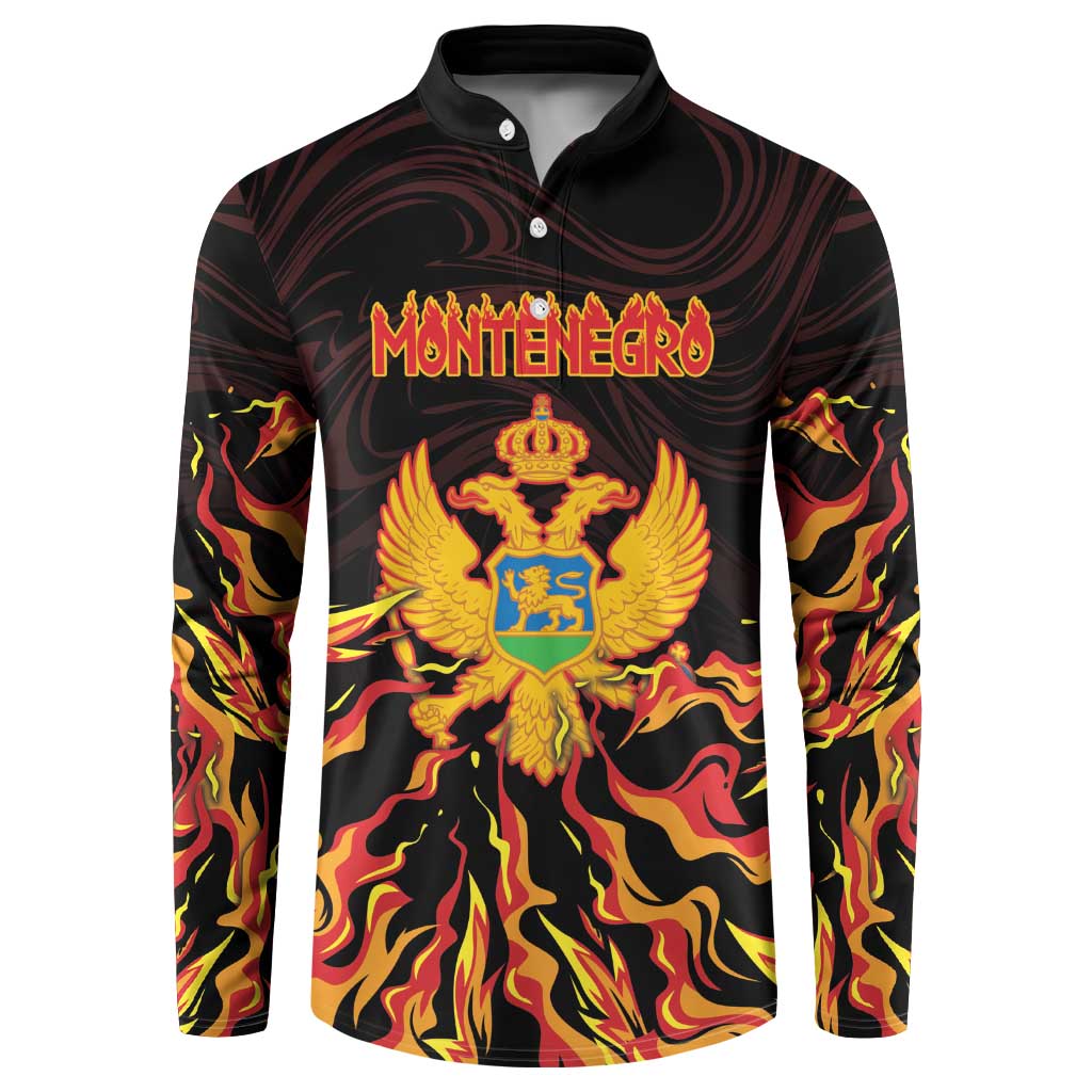 Personalized Montenegro Button Sweatshirt Coat Of Arms Fire Style - Wonder Print Shop
