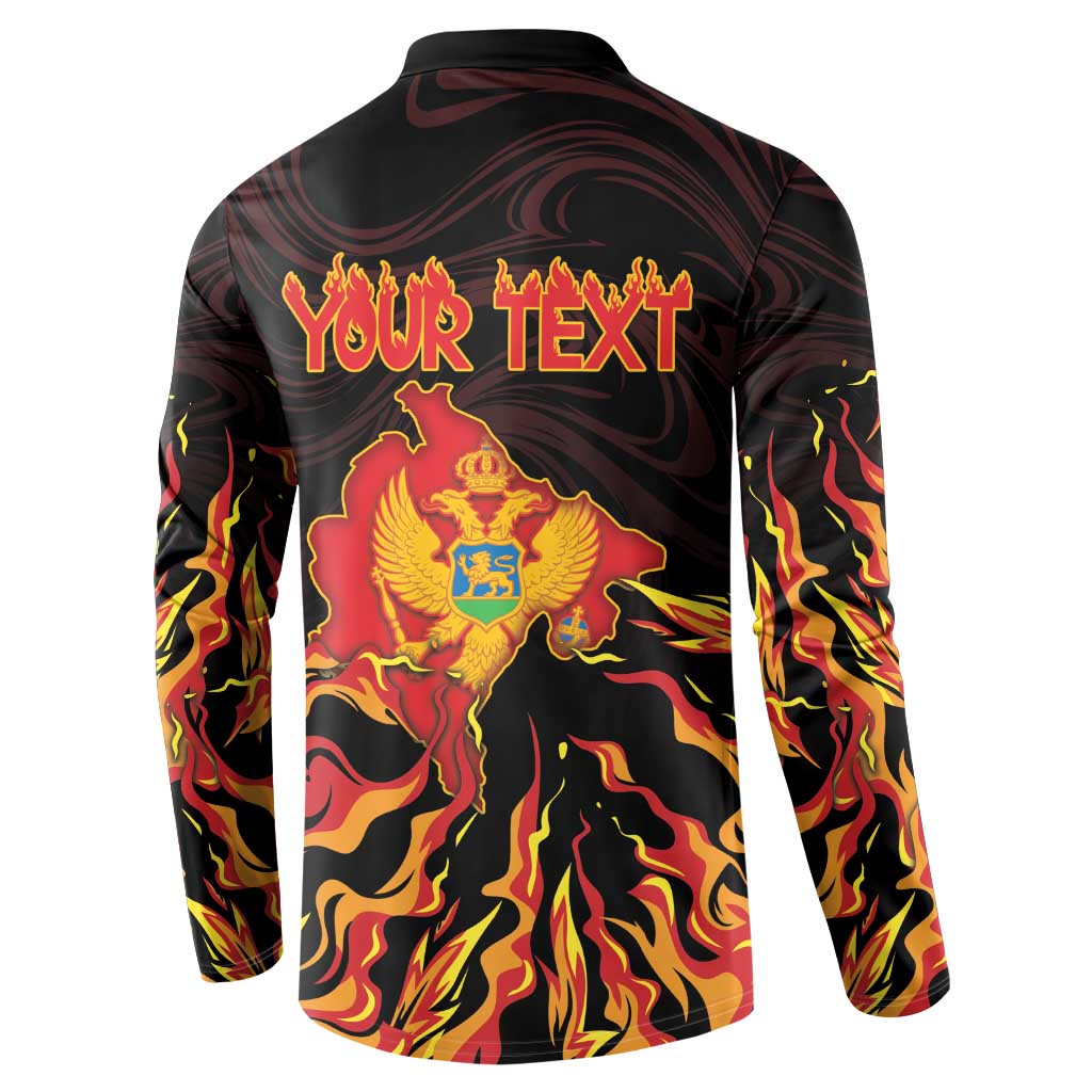 Personalized Montenegro Button Sweatshirt Coat Of Arms Fire Style - Wonder Print Shop