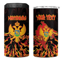 Personalized Montenegro 4 in 1 Can Cooler Tumbler Coat Of Arms Fire Style - Wonder Print Shop