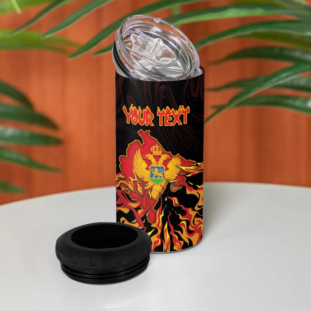 Personalized Montenegro 4 in 1 Can Cooler Tumbler Coat Of Arms Fire Style - Wonder Print Shop