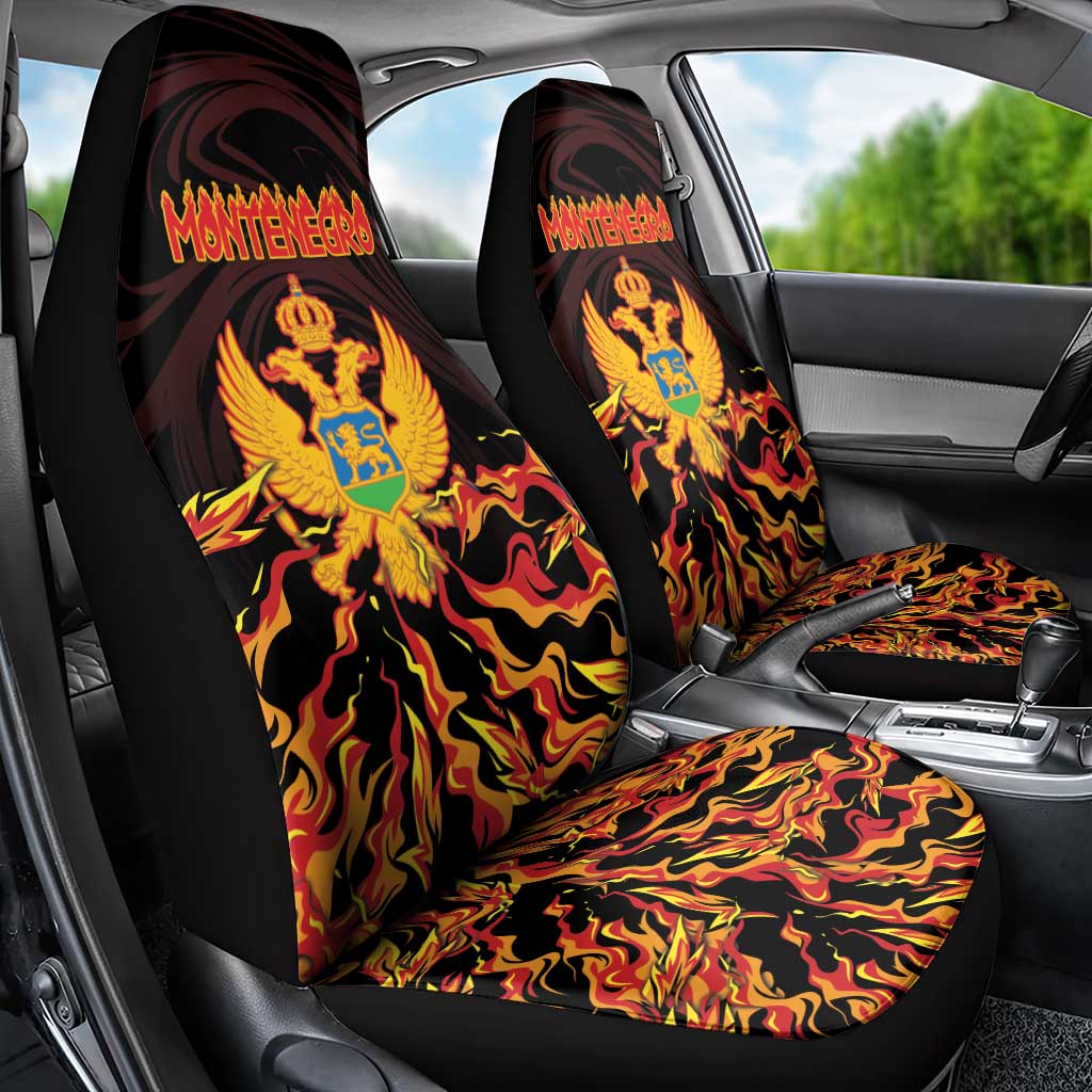 Montenegro Car Seat Cover Coat Of Arms Fire Style - Wonder Print Shop