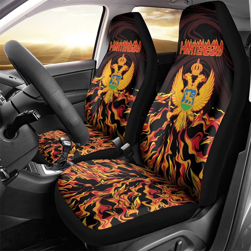 Montenegro Car Seat Cover Coat Of Arms Fire Style - Wonder Print Shop