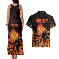 Personalized Montenegro Couples Matching Tank Maxi Dress and Hawaiian Shirt Coat Of Arms Fire Style - Wonder Print Shop