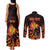 Personalized Montenegro Couples Matching Tank Maxi Dress and Long Sleeve Button Shirt Coat Of Arms Fire Style - Wonder Print Shop