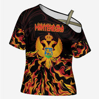 Personalized Montenegro Cross Shoulder Shirt Coat Of Arms Fire Style - Wonder Print Shop