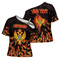 Personalized Montenegro Cross Shoulder Shirt Coat Of Arms Fire Style - Wonder Print Shop