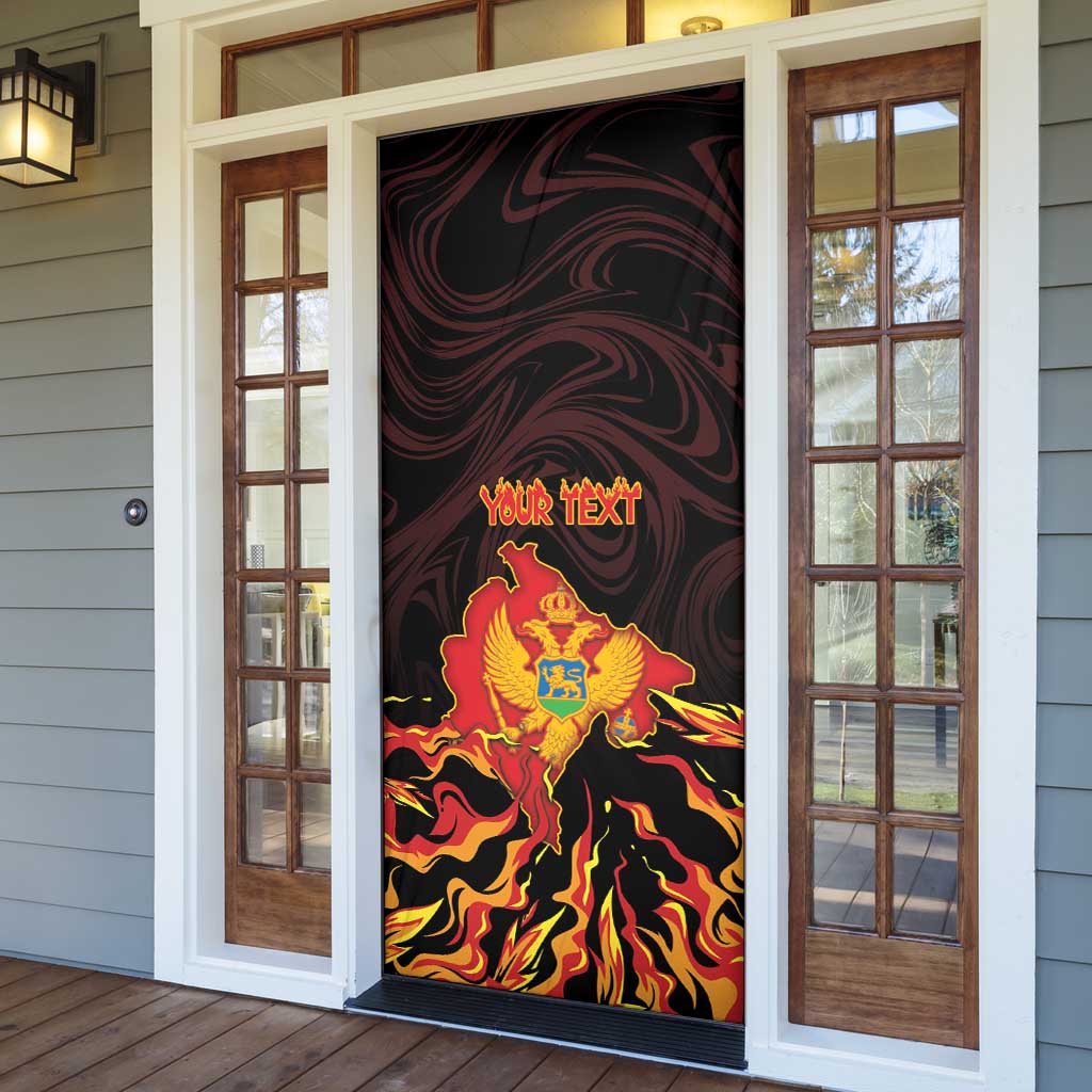 Montenegro Door Cover Coat Of Arms Fire Style - Wonder Print Shop