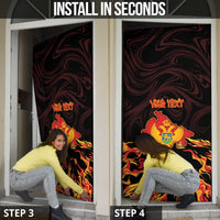 Montenegro Door Cover Coat Of Arms Fire Style - Wonder Print Shop