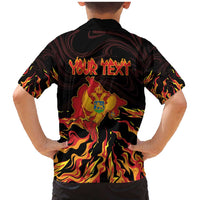 Personalized Montenegro Family Matching Mermaid Dress and Hawaiian Shirt Coat Of Arms Fire Style - Wonder Print Shop
