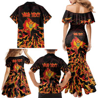 Personalized Montenegro Family Matching Mermaid Dress and Hawaiian Shirt Coat Of Arms Fire Style - Wonder Print Shop