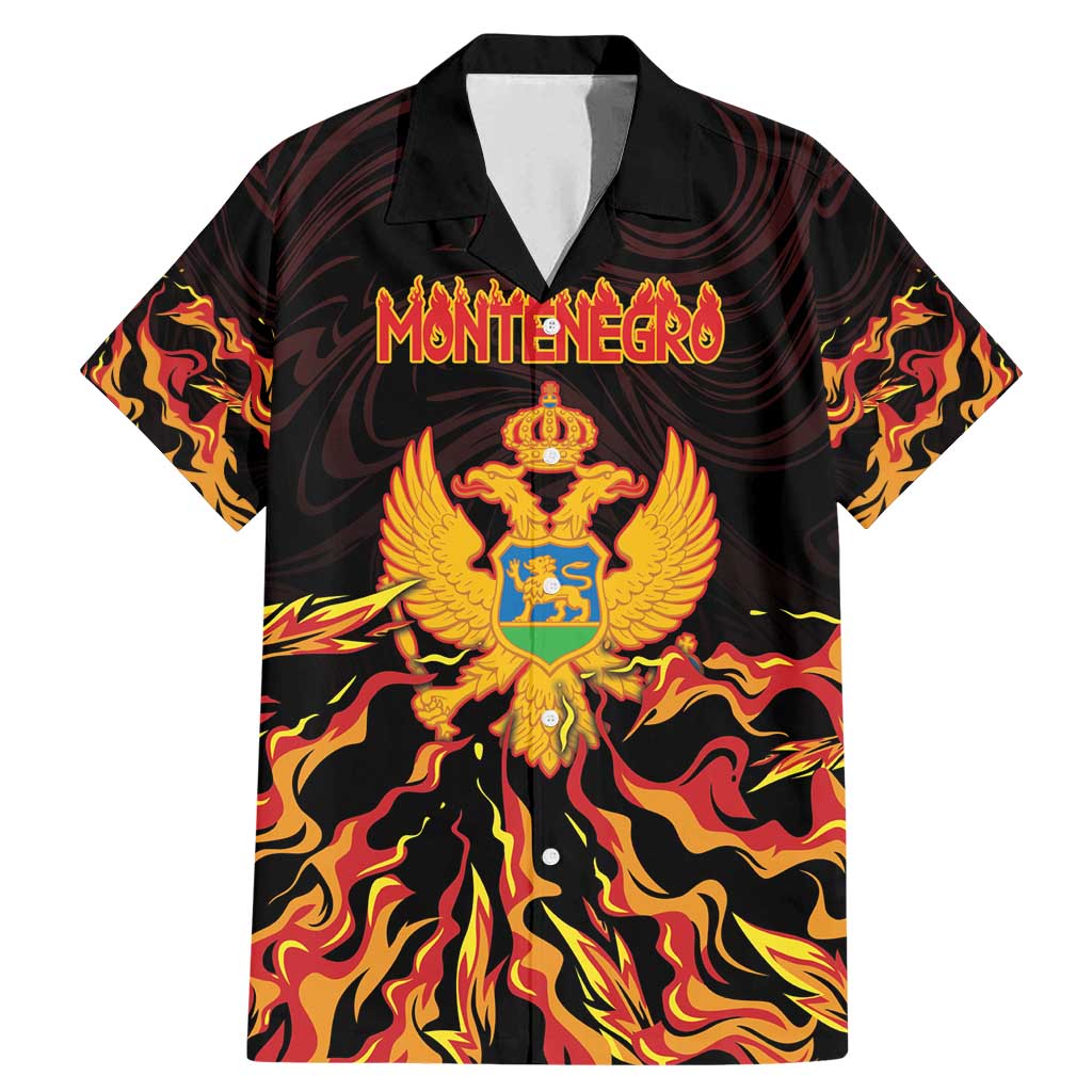 Personalized Montenegro Family Matching Mermaid Dress and Hawaiian Shirt Coat Of Arms Fire Style - Wonder Print Shop