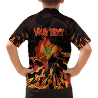 Personalized Montenegro Family Matching Off Shoulder Maxi Dress and Hawaiian Shirt Coat Of Arms Fire Style - Wonder Print Shop