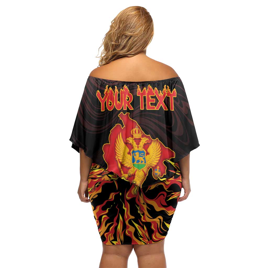 Personalized Montenegro Family Matching Off Shoulder Short Dress and Hawaiian Shirt Coat Of Arms Fire Style - Wonder Print Shop
