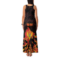 Personalized Montenegro Family Matching Tank Maxi Dress and Hawaiian Shirt Coat Of Arms Fire Style - Wonder Print Shop