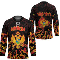 Personalized Montenegro Hockey Jersey Coat Of Arms Fire Style - Wonder Print Shop
