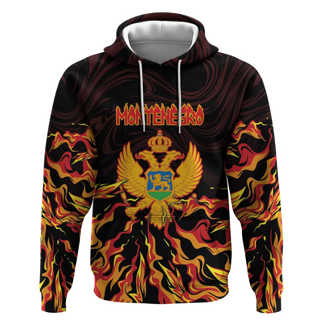 Personalized Montenegro Hoodie Coat Of Arms Fire Style - Wonder Print Shop