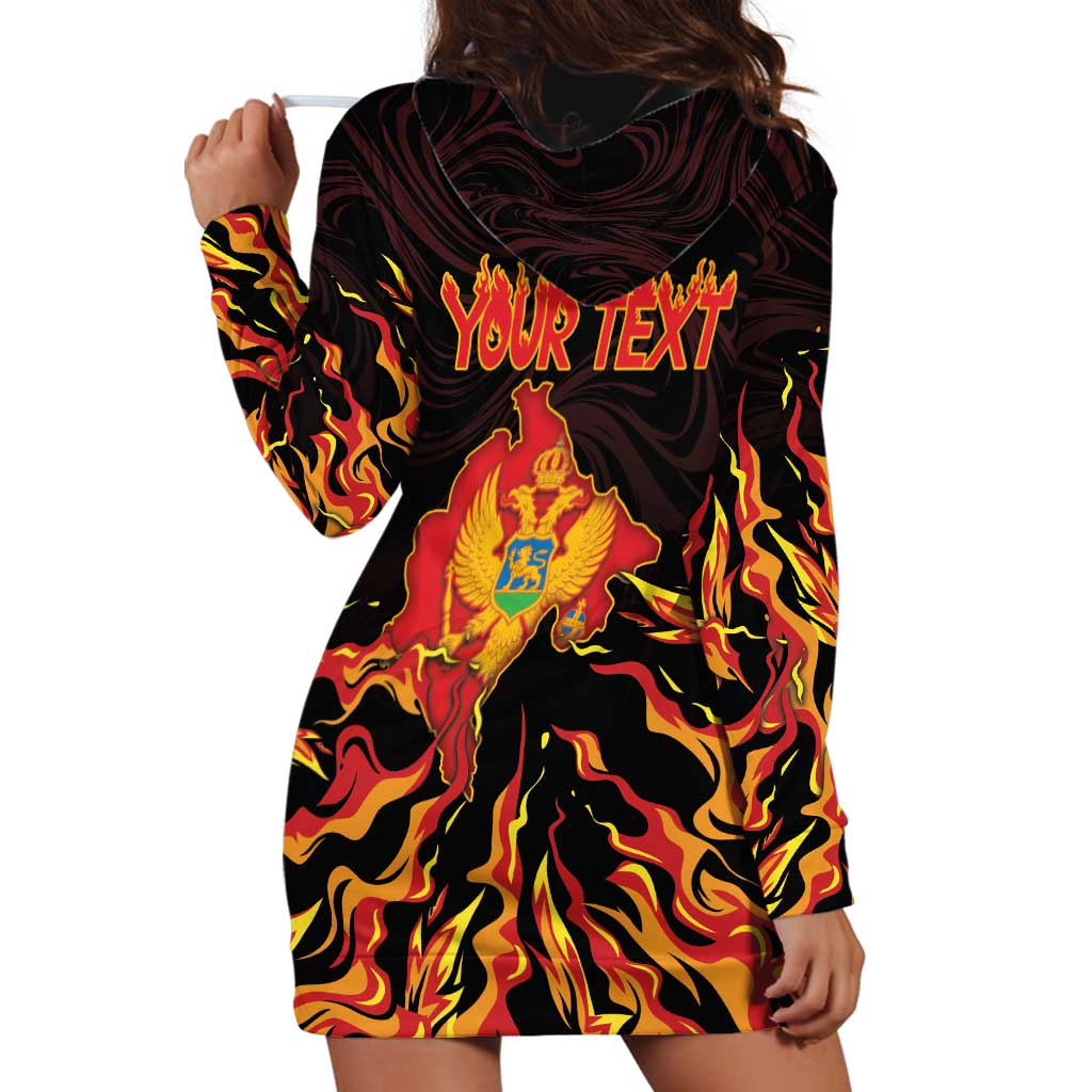 Personalized Montenegro Hoodie Dress Coat Of Arms Fire Style - Wonder Print Shop