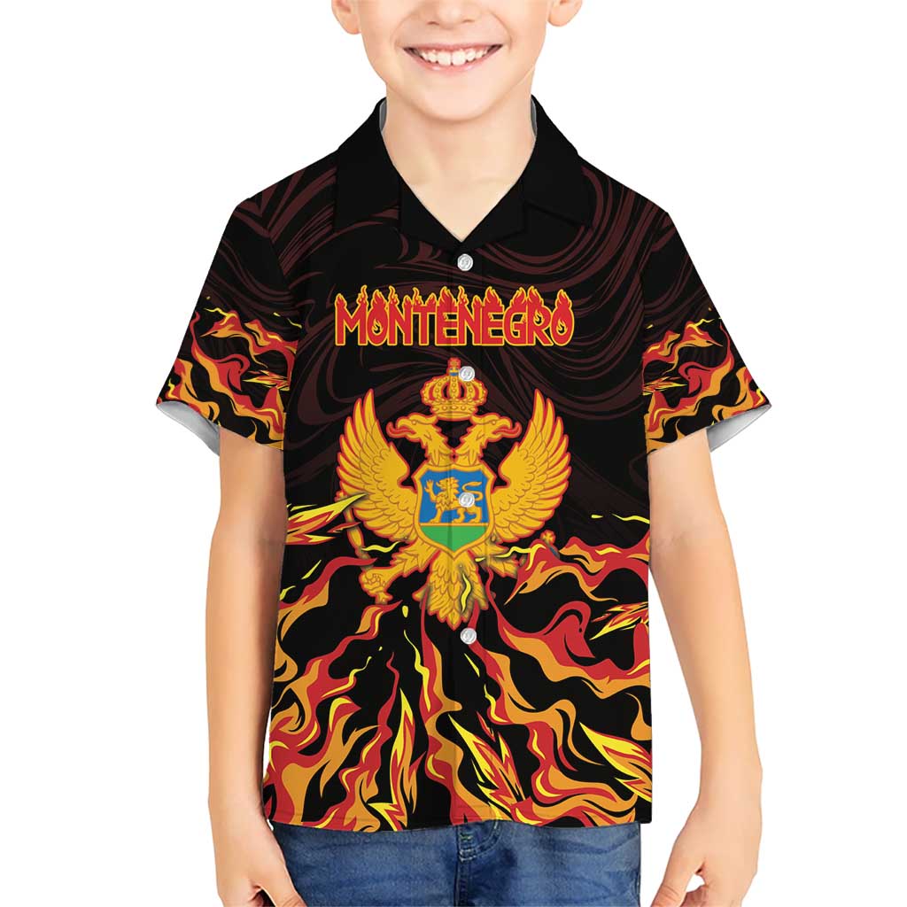 Personalized Montenegro Kid Hawaiian Shirt Coat Of Arms Fire Style - Wonder Print Shop