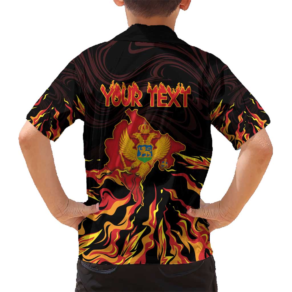 Personalized Montenegro Kid Hawaiian Shirt Coat Of Arms Fire Style - Wonder Print Shop